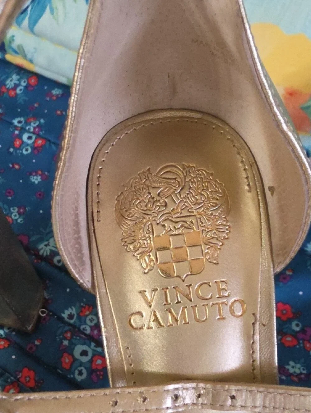 Vince Camuto Metallic Gold Platform Ankle-Strap Heels
